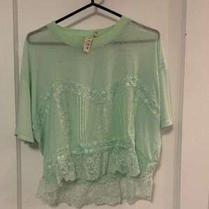 Dolan Light Green Lace Blouse